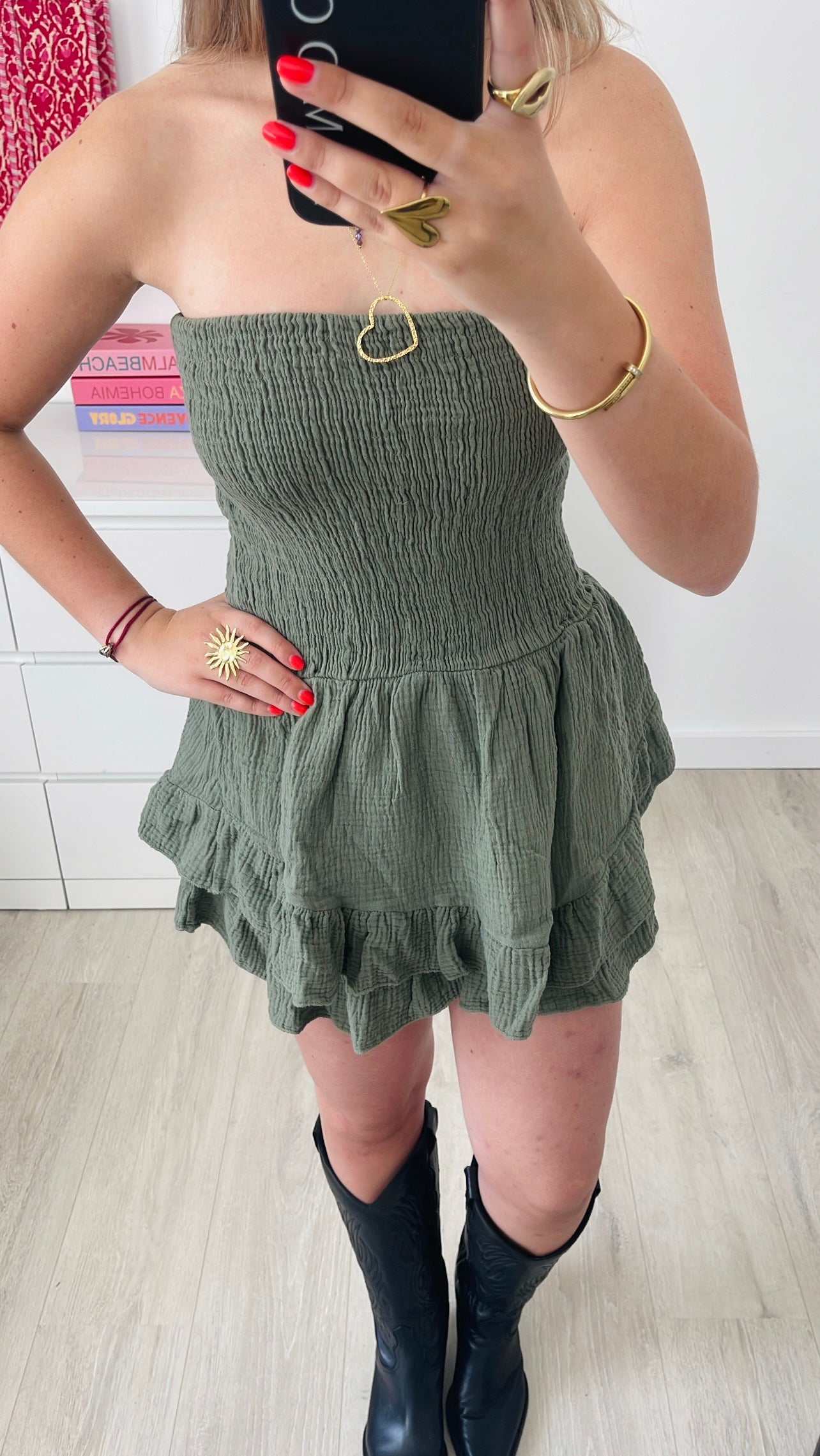 Cotton Bandeau Playsuit Army