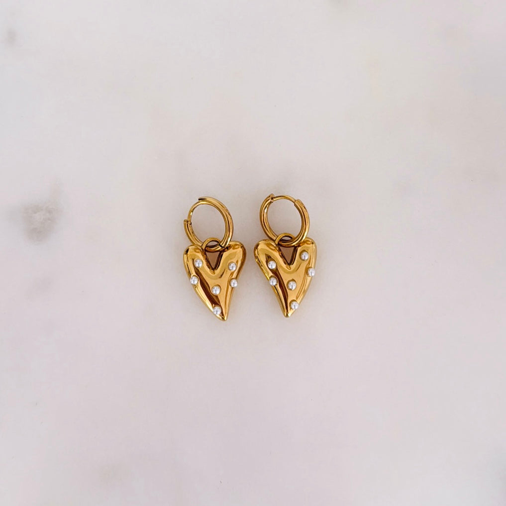 PEARL HEART oorbellen SMALL