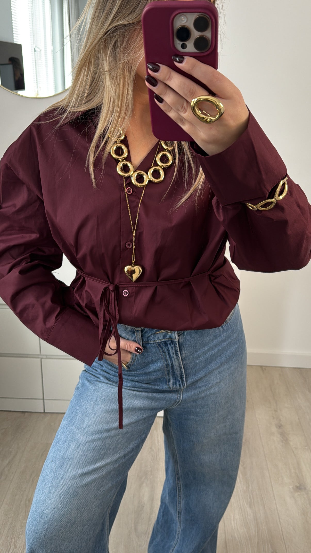 Oversized Burgundy Blouse