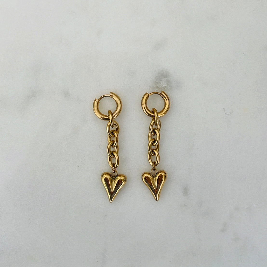 CHAIN HEART oorbellen