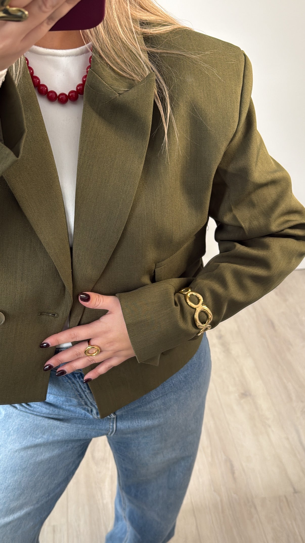 Cropped Boxy Blazer Green