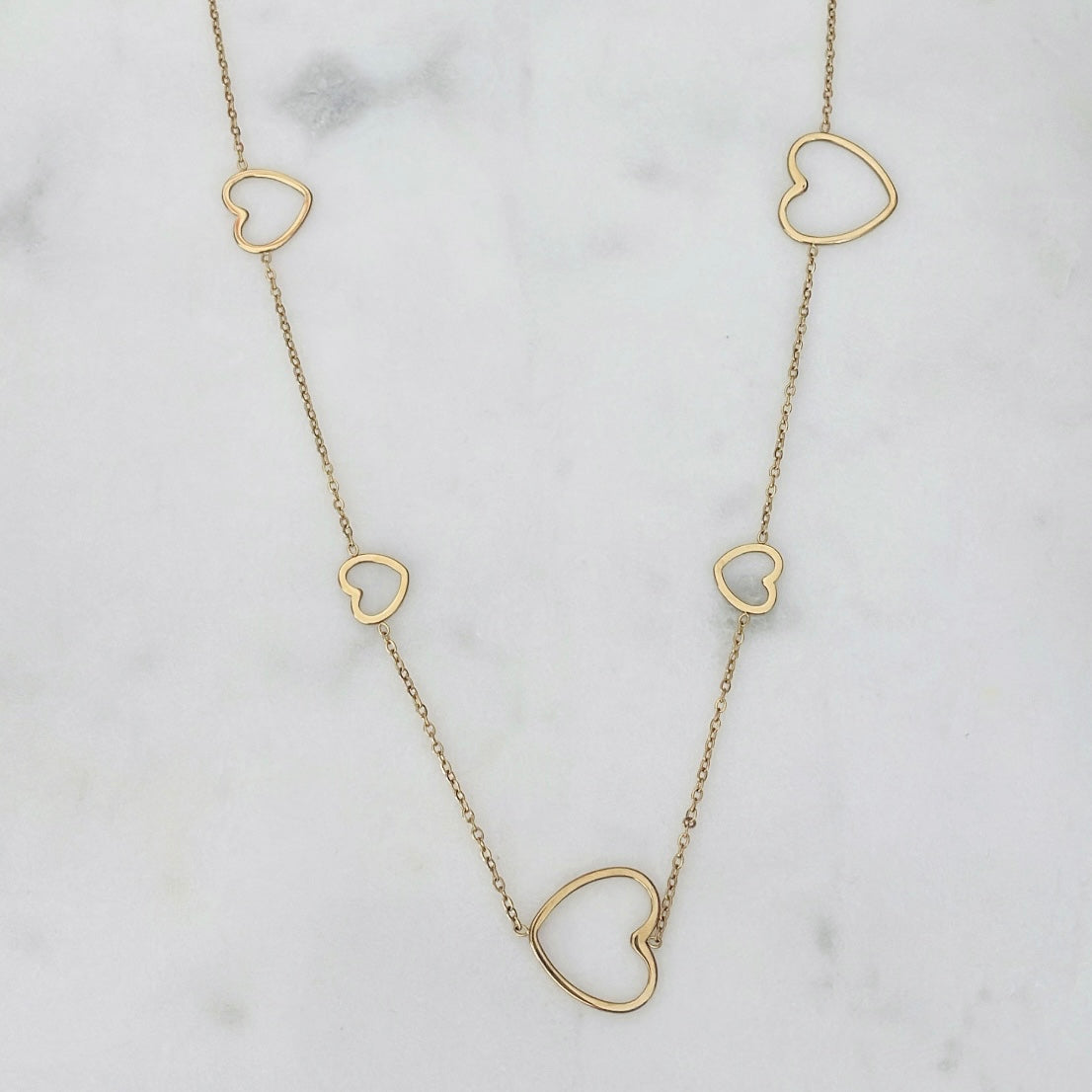 LONG MULTIPLE HEART ketting