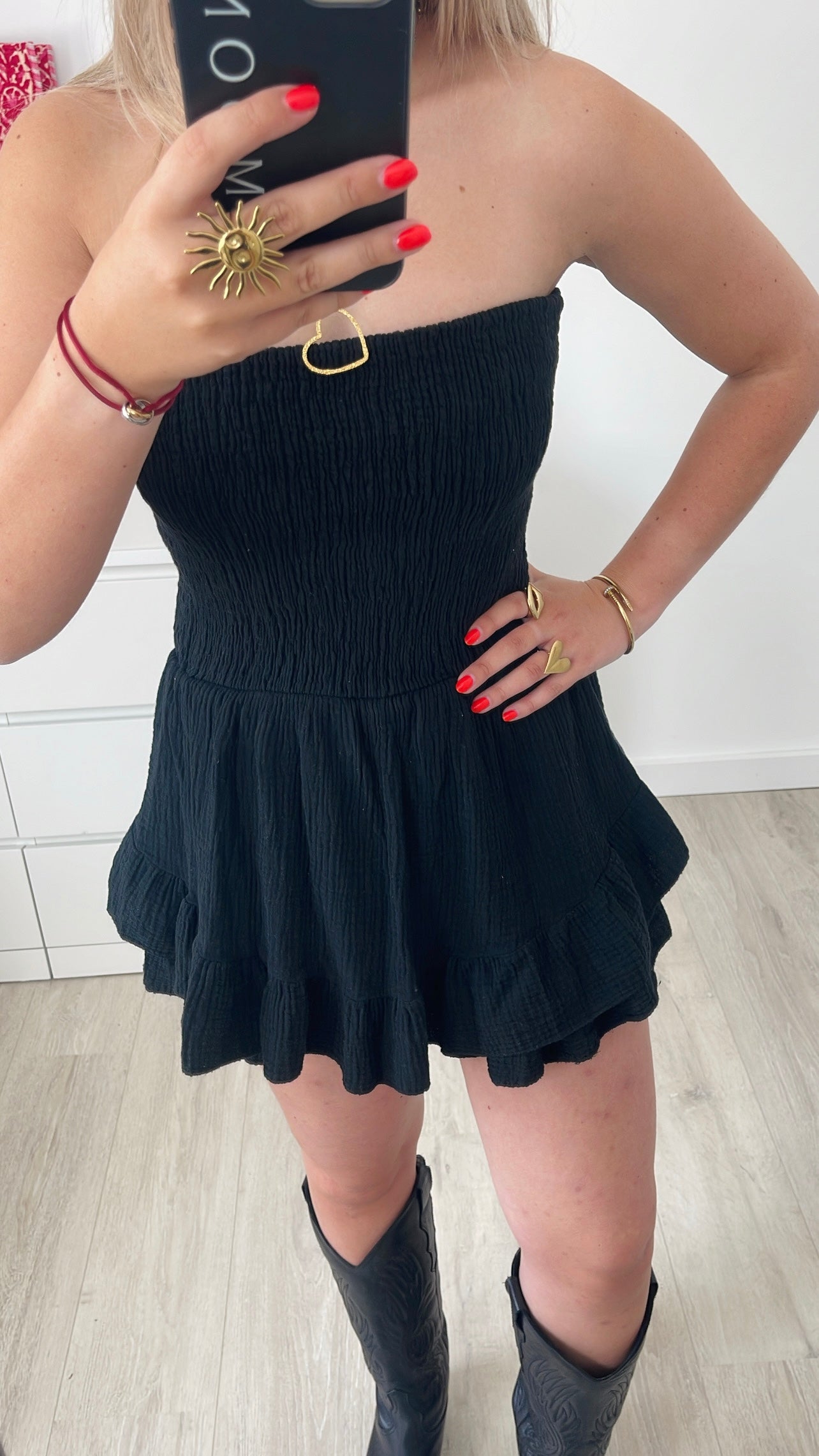 Cotton Bandeau Playsuit Black
