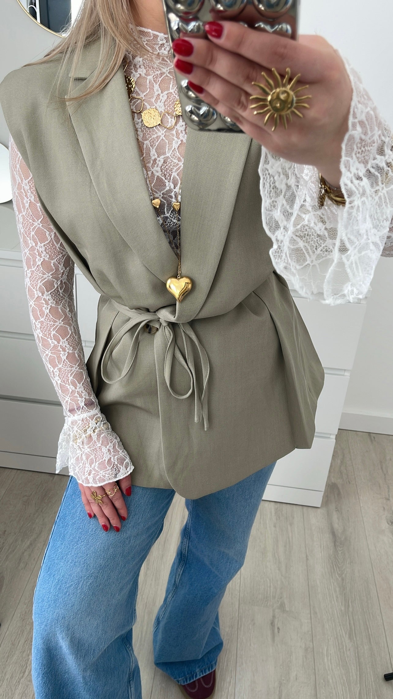 Belted Gilet Khaki