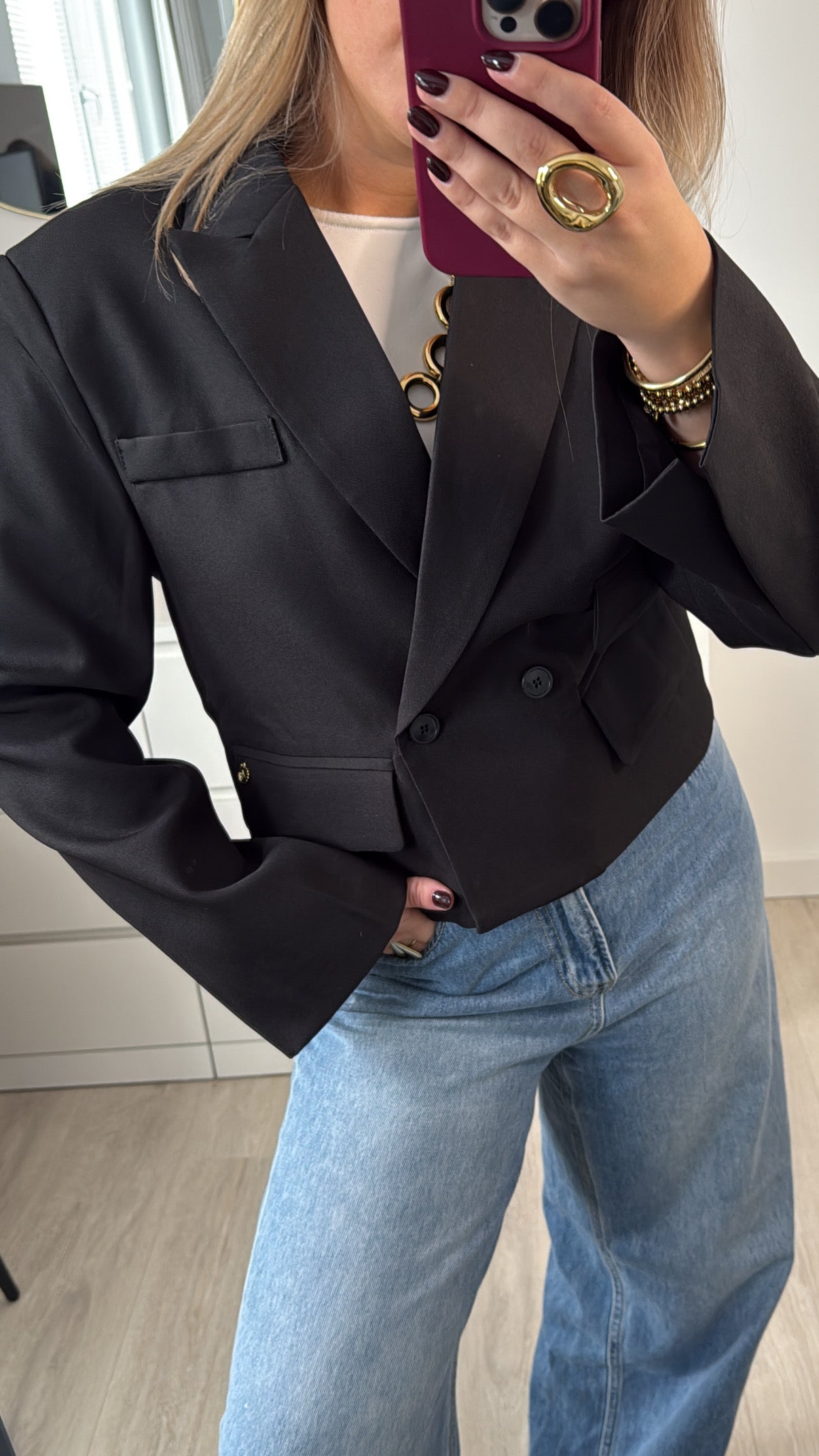 Cropped Boxy Blazer Black