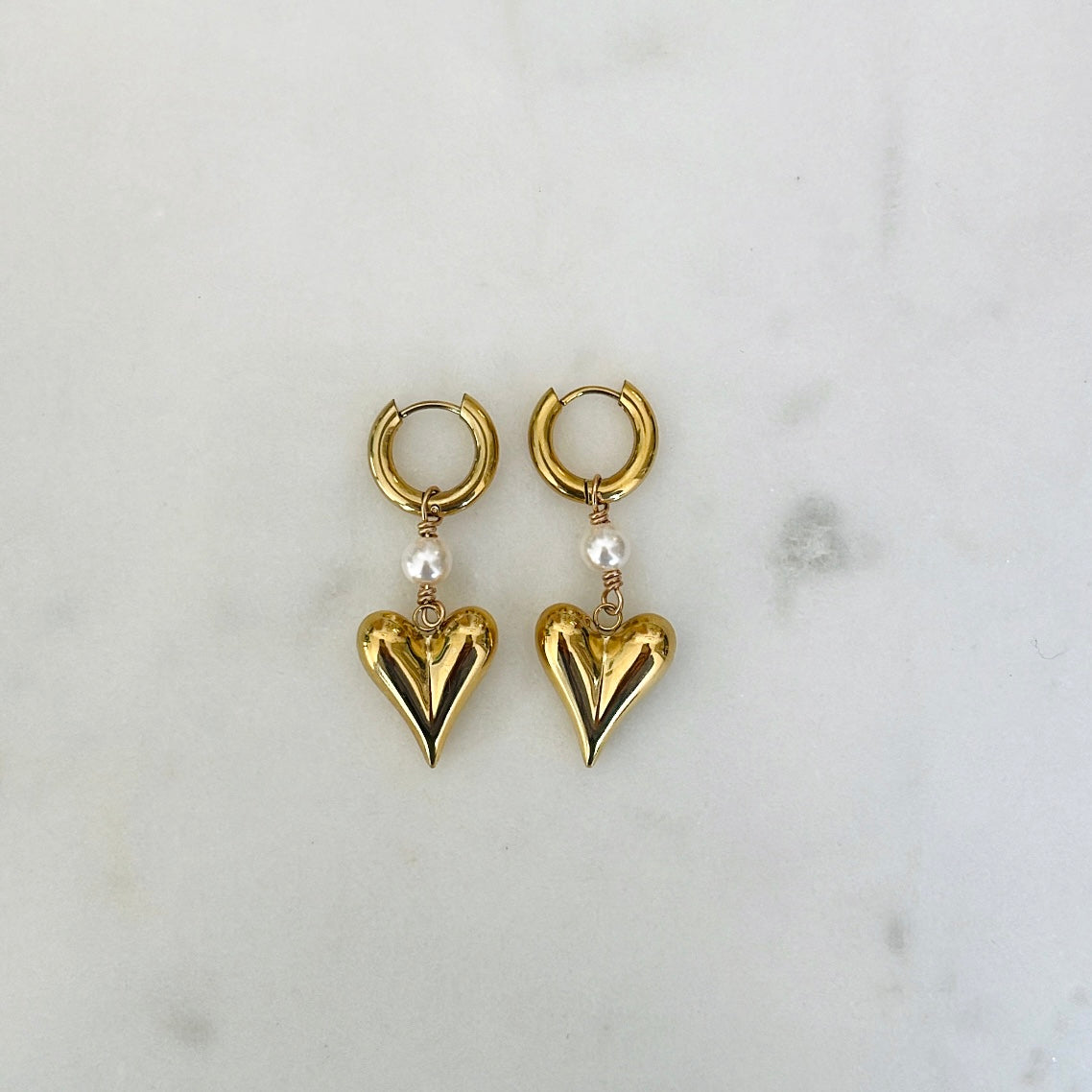 PEARL HEART oorbellen