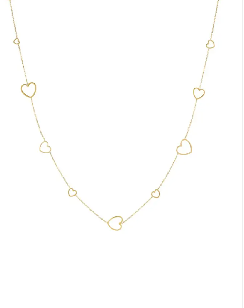 LONG MULTIPLE HEART ketting