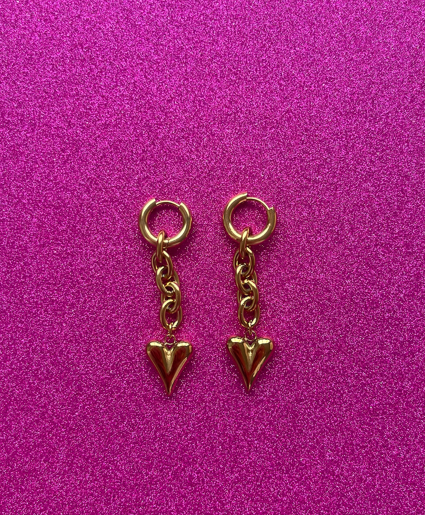 CHAIN HEART oorbellen