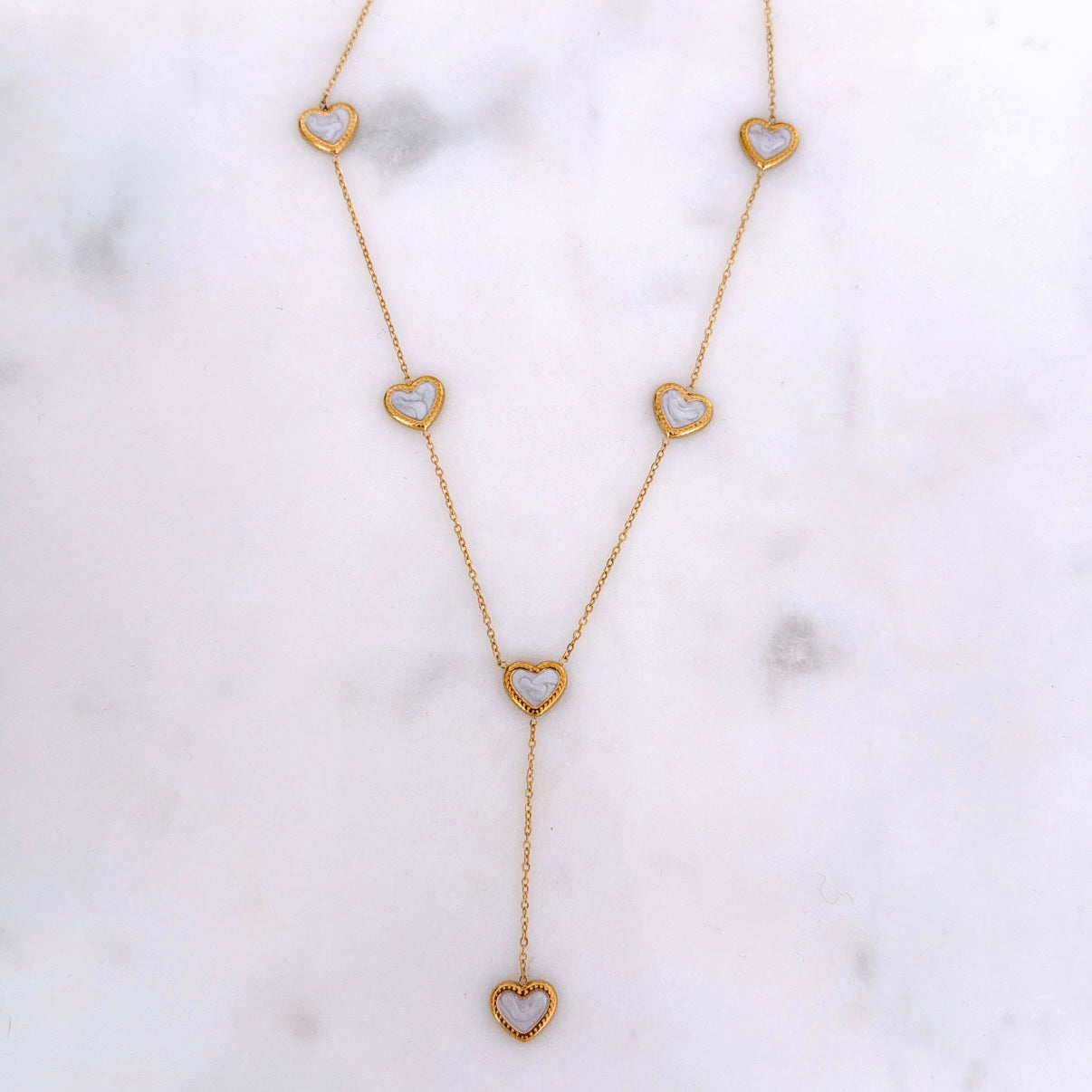 Y PEARL HEARTS ketting