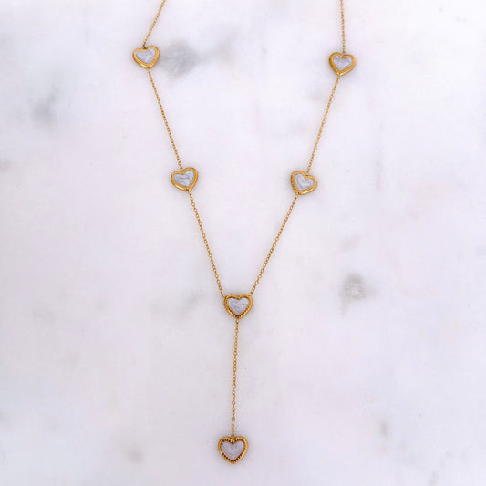 Y PEARL HEARTS ketting