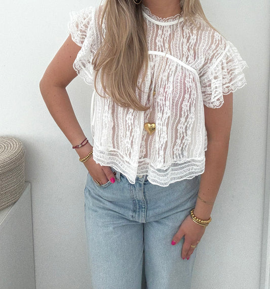 Mina Lace Top White