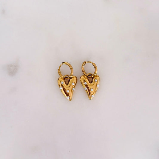 PEARL HEART oorbellen SMALL