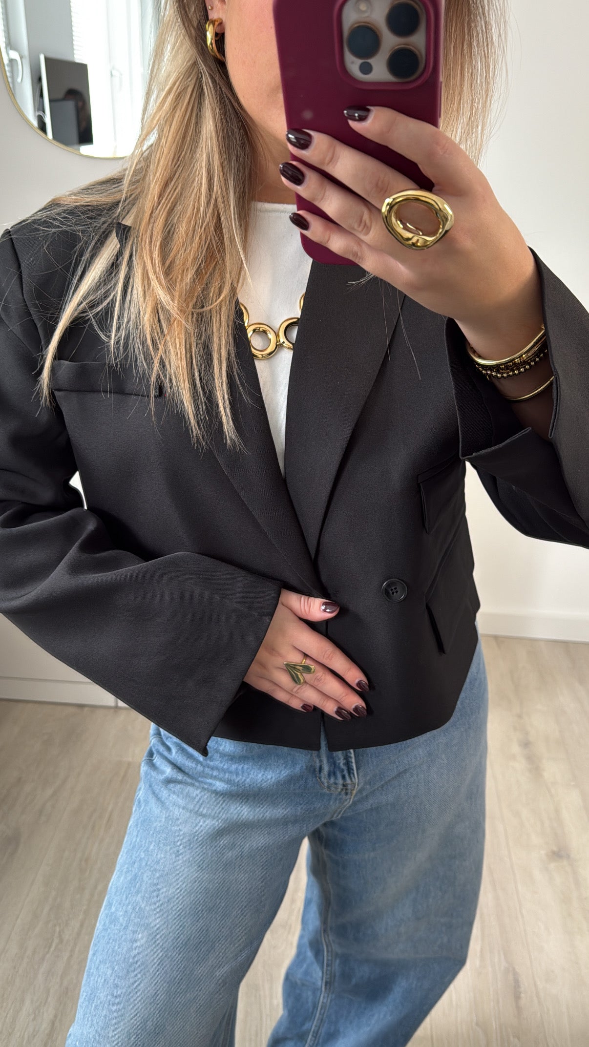 Cropped Boxy Blazer Black