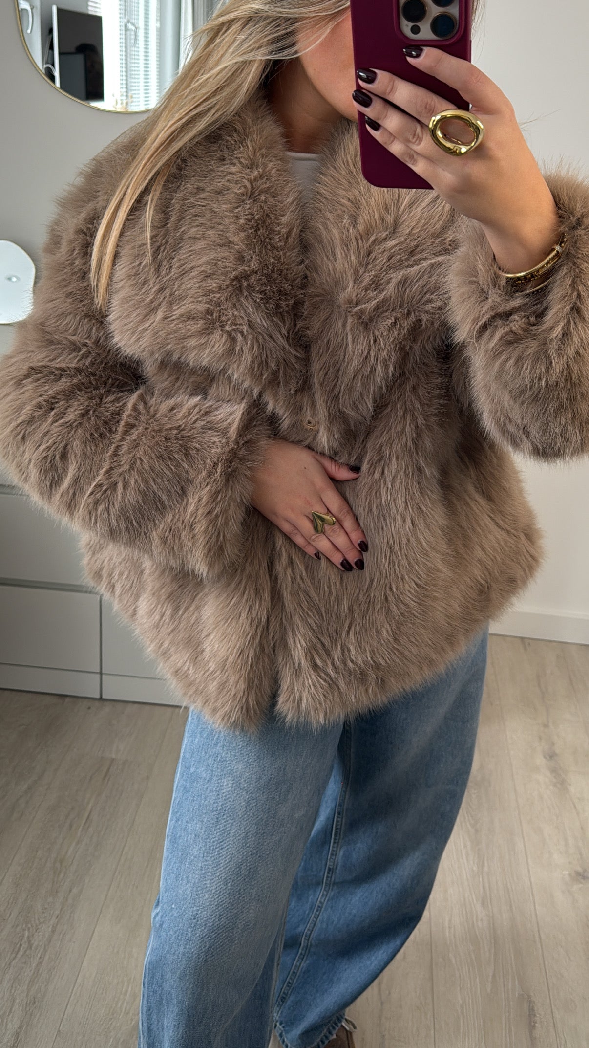 Faux Fur Jacket Beige