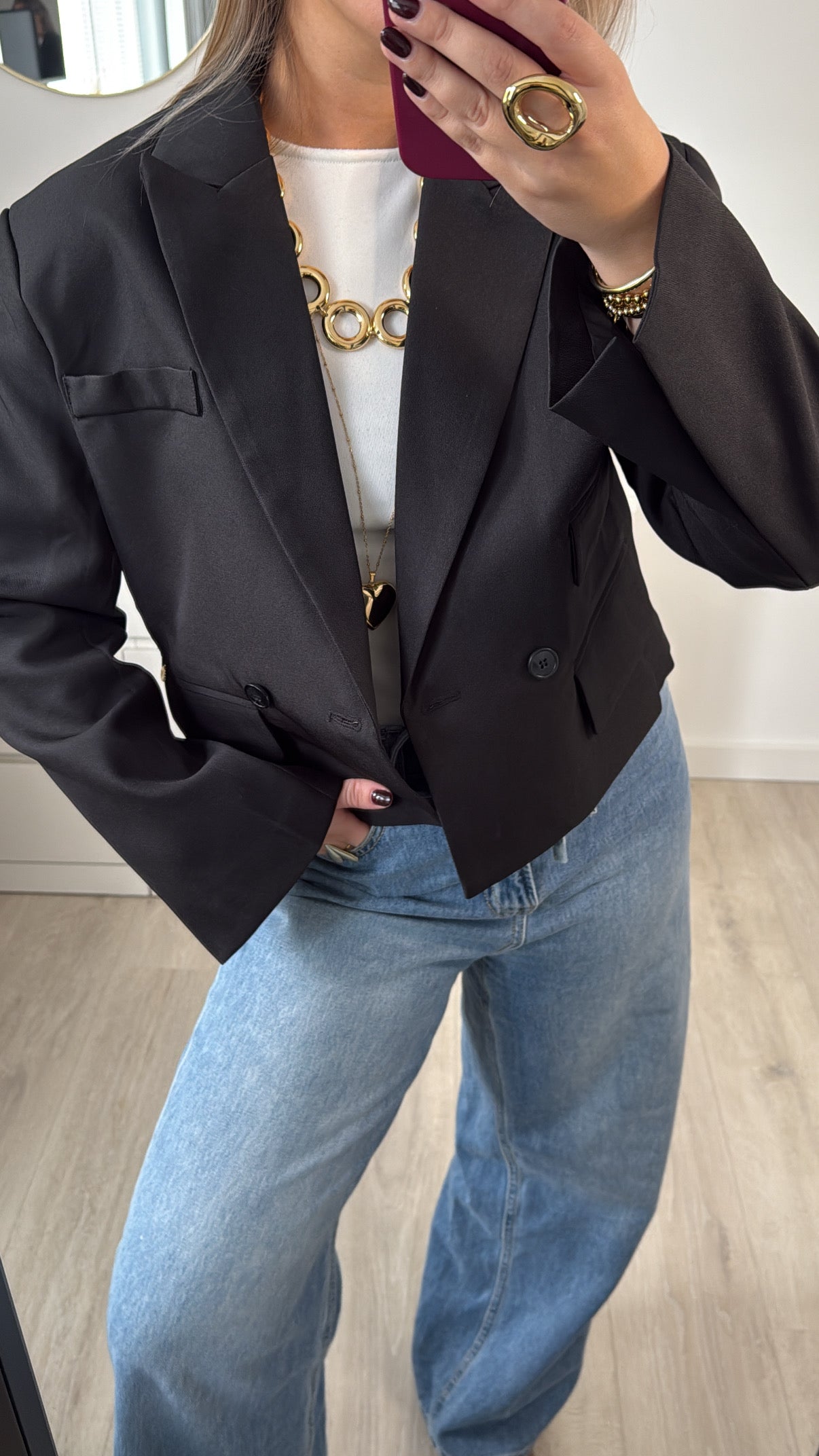Cropped Boxy Blazer Black