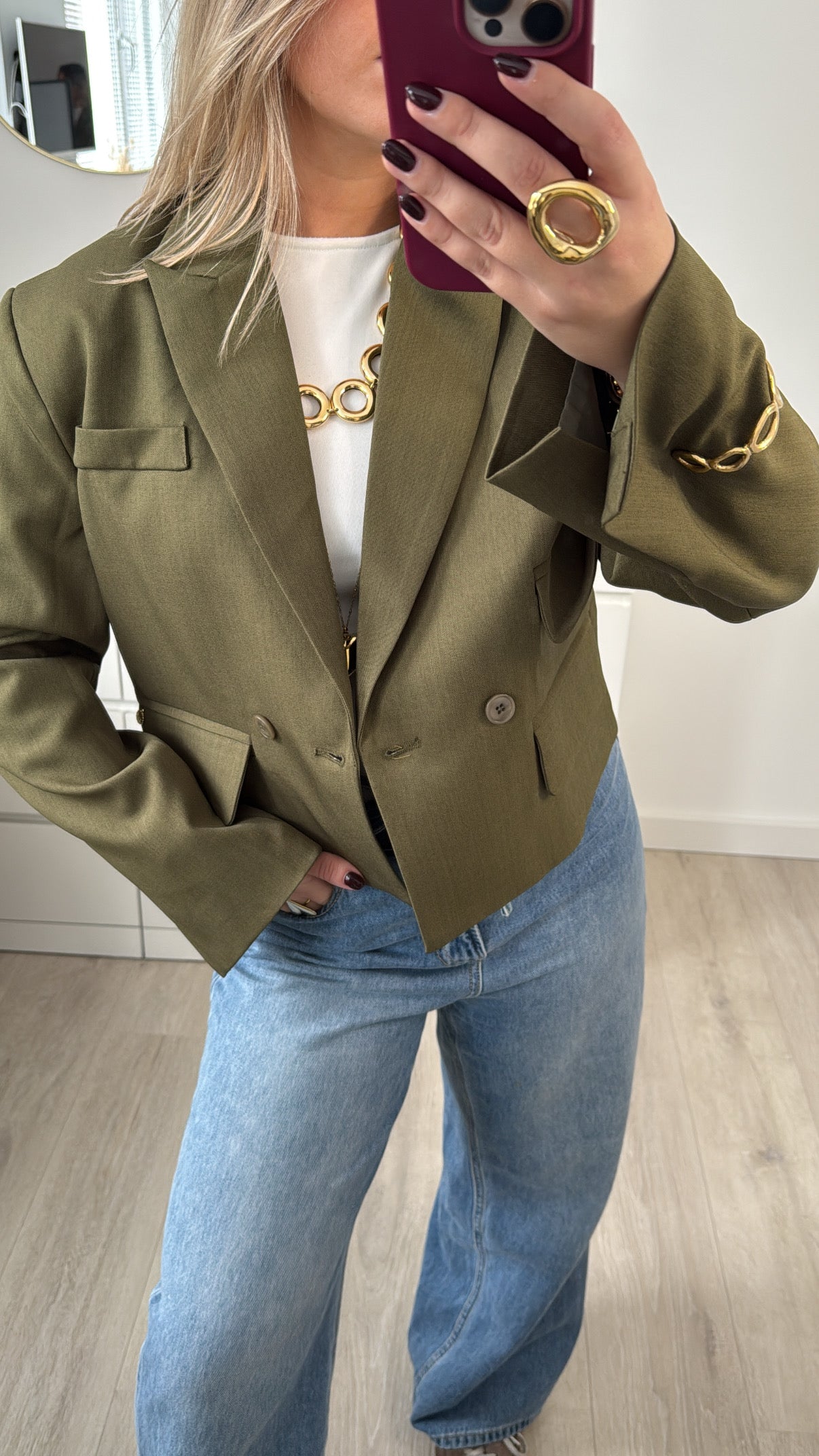 Cropped Boxy Blazer Green