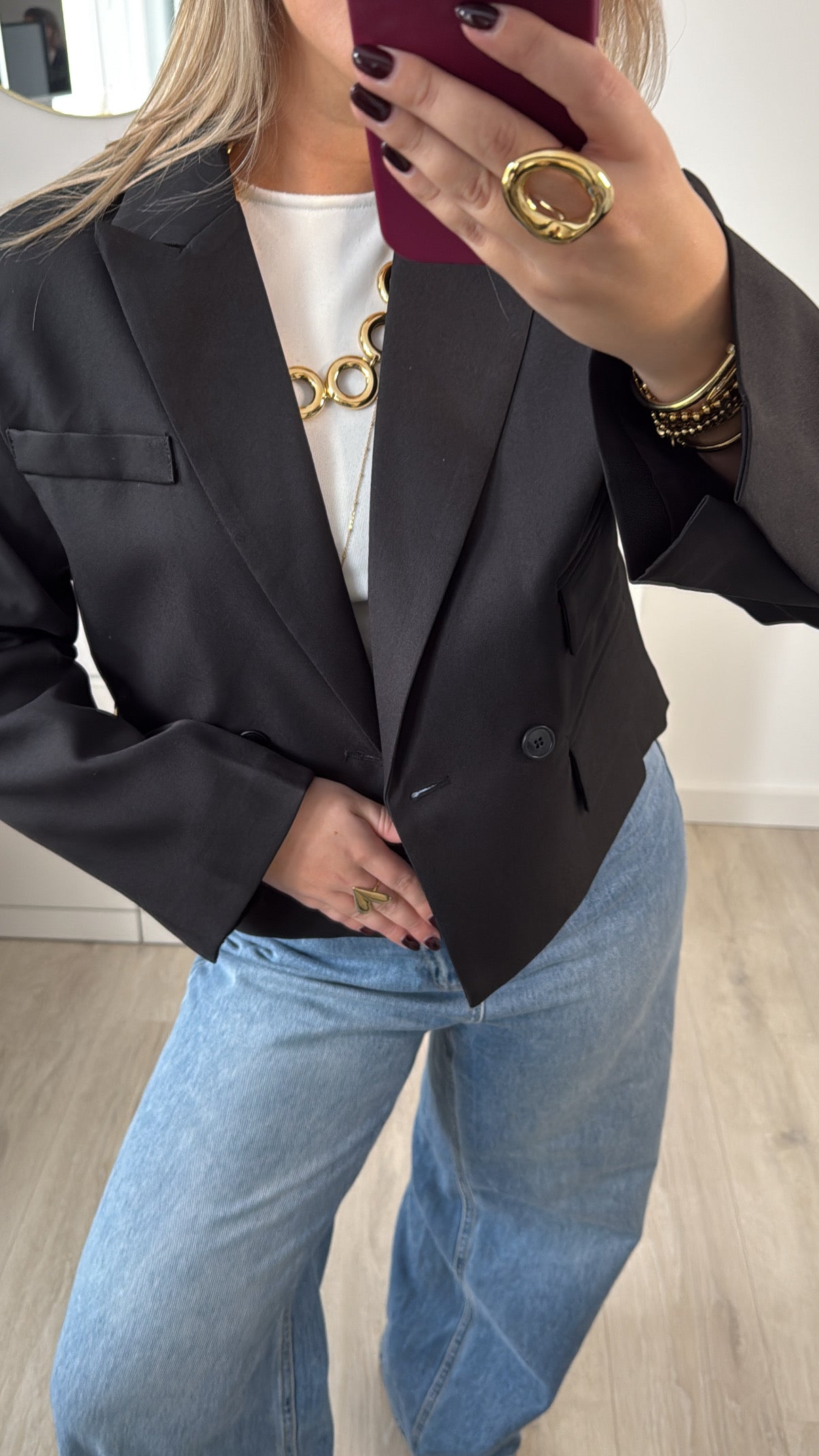 Cropped Boxy Blazer Black