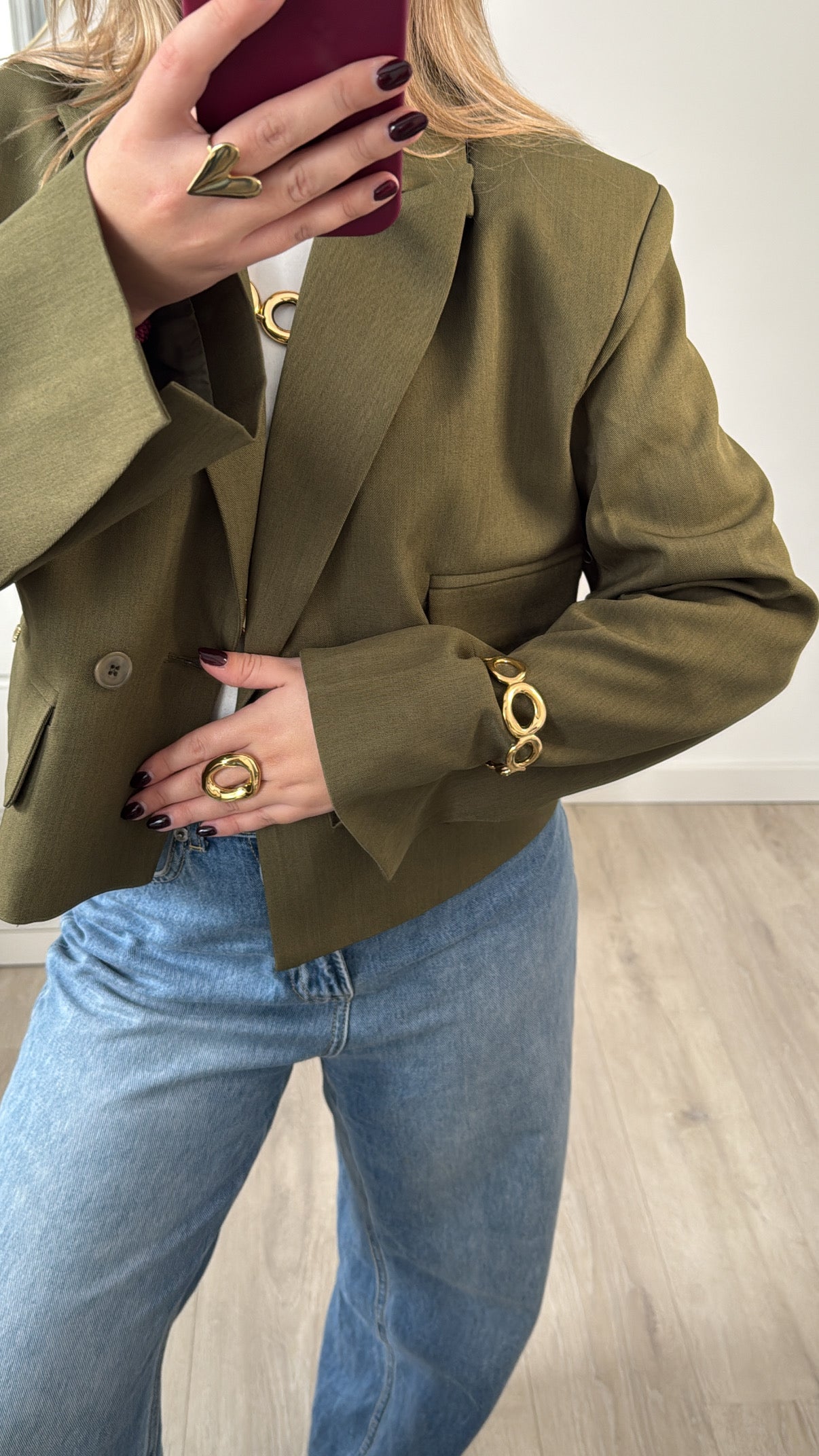 Cropped Boxy Blazer Green