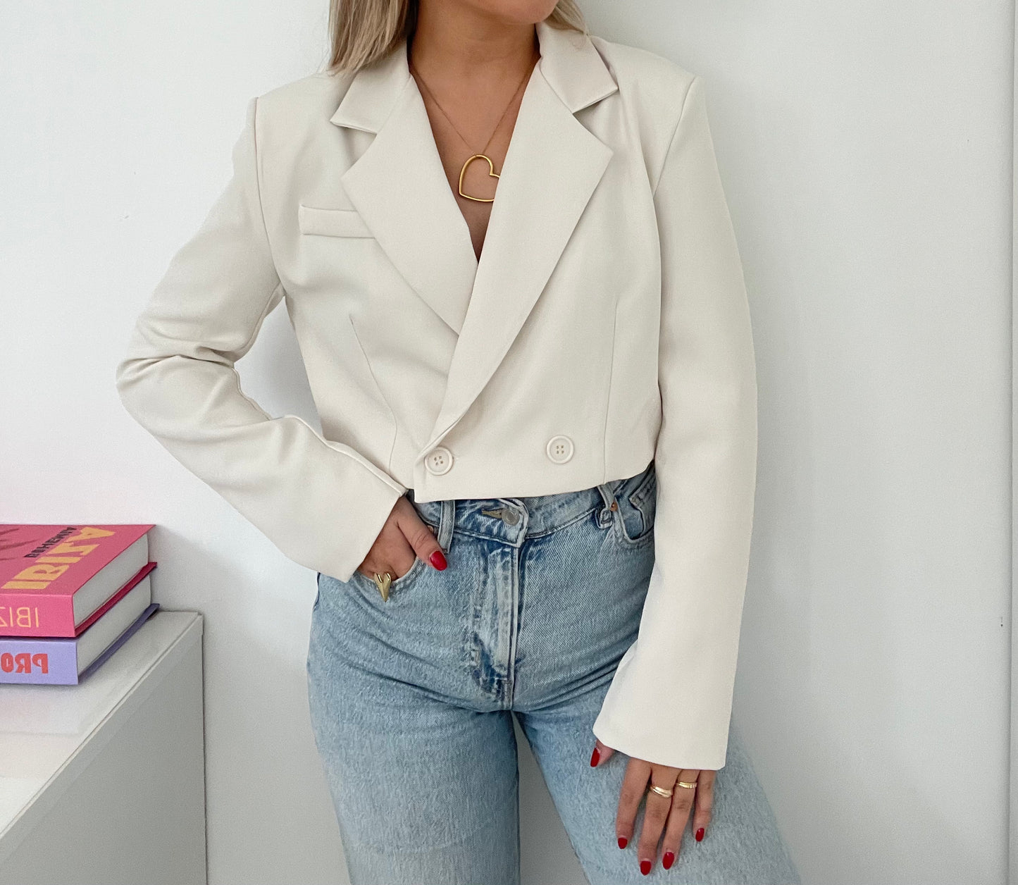 Cropped Blazer Beige