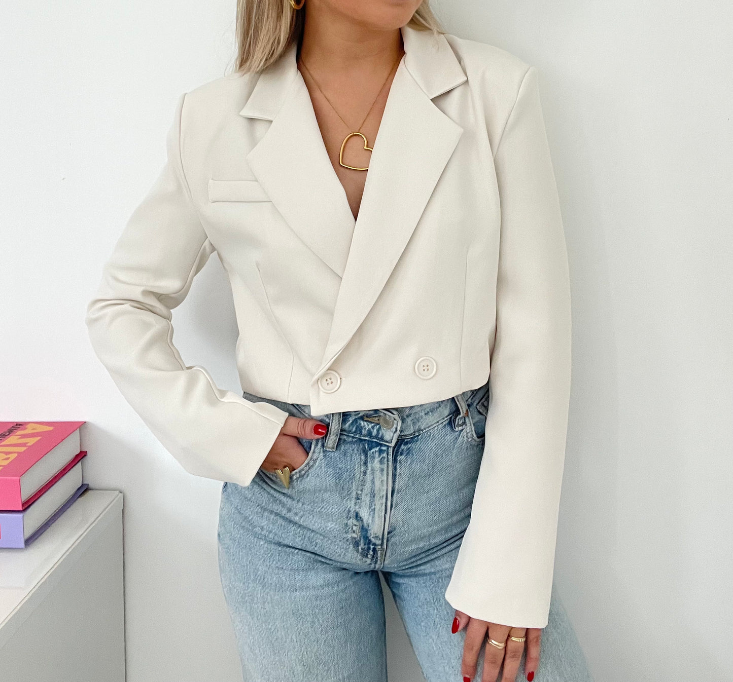 Cropped Blazer Beige