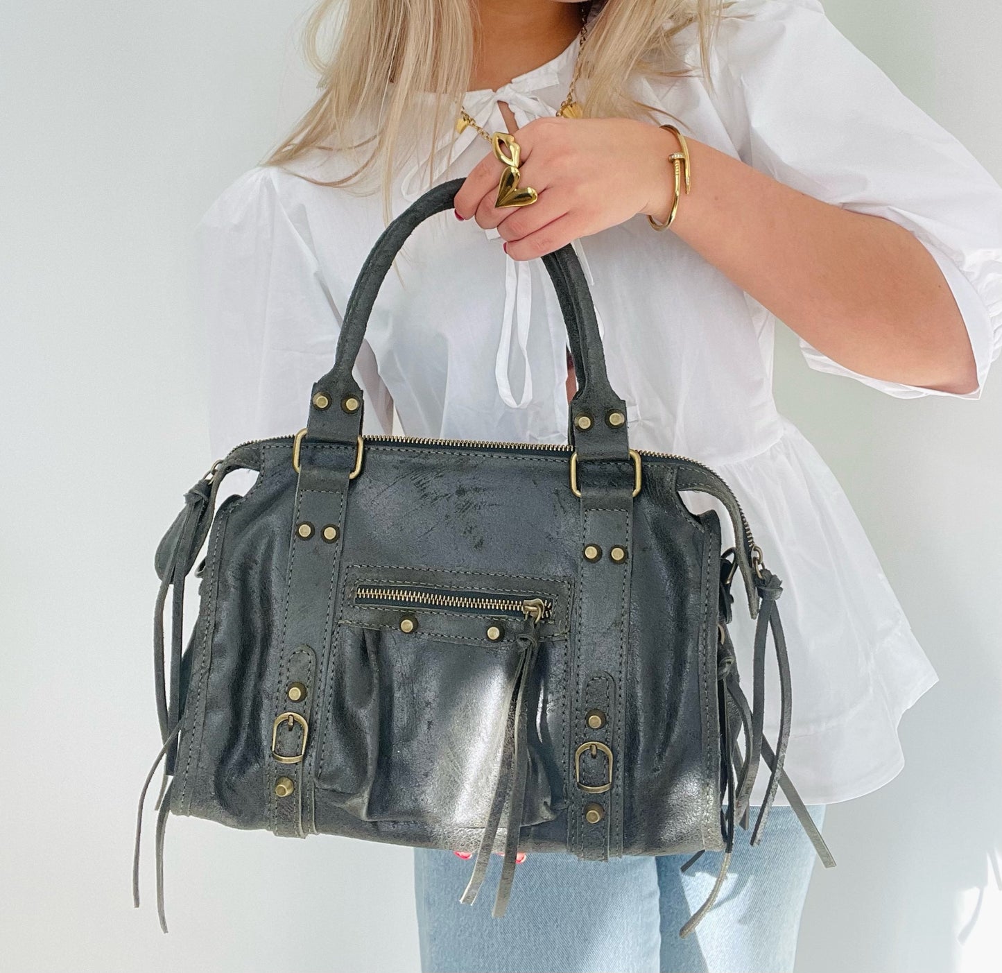 City Studs Bag L - Dark Green